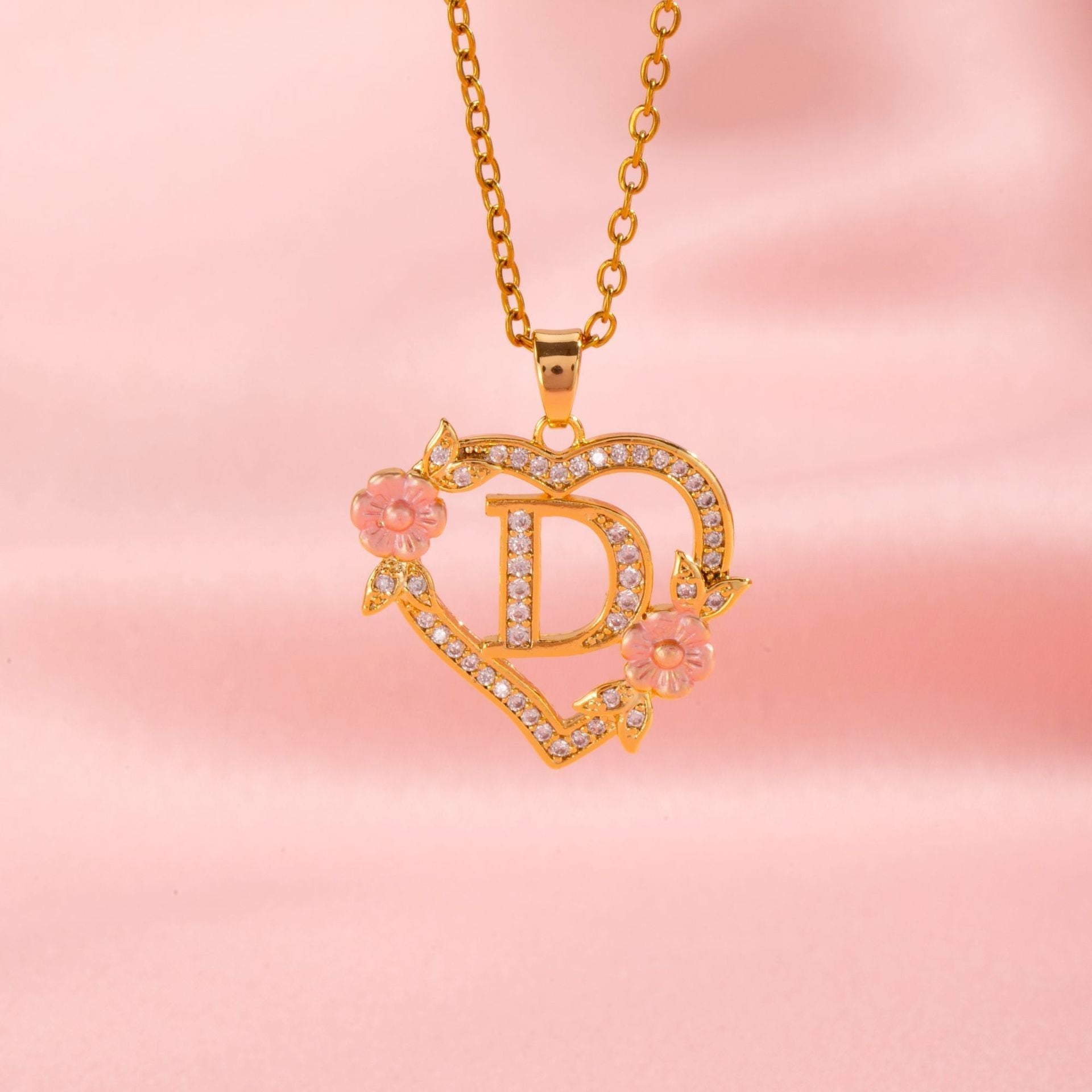 Blomster Charm Initial Halskæde | Guld