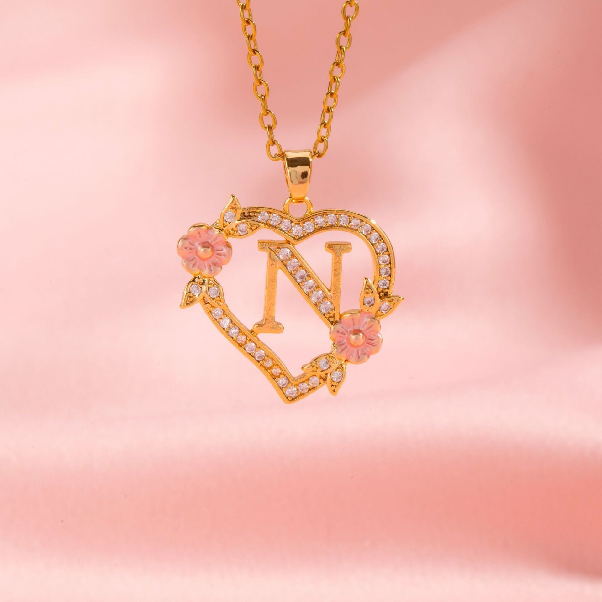 Blomster Charme Initial Halskæde | Guld