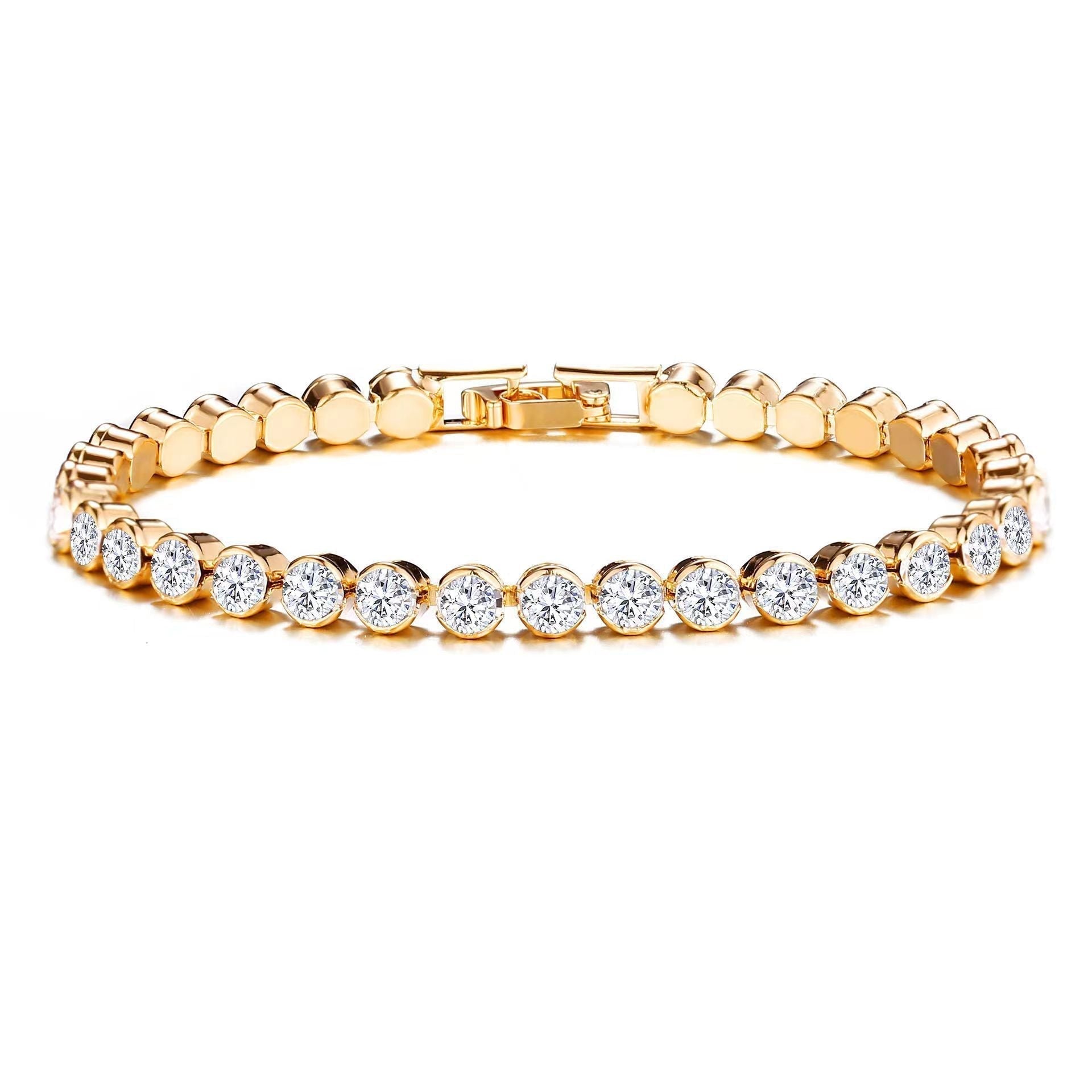 Rund Skåret Tennisarmbånd | Guld