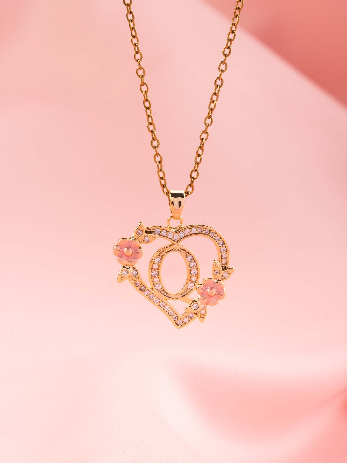 Blomster Charm Initial Halskæde | Guld