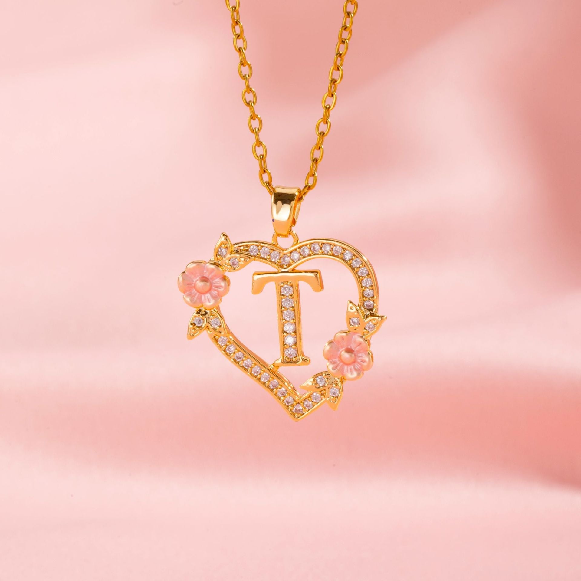 Blomster Charm Initial Halskæde | Guld