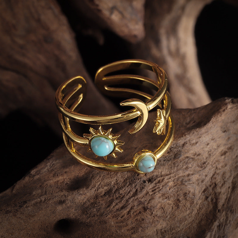 Soluna Turquoise Orbit Ring | Guld