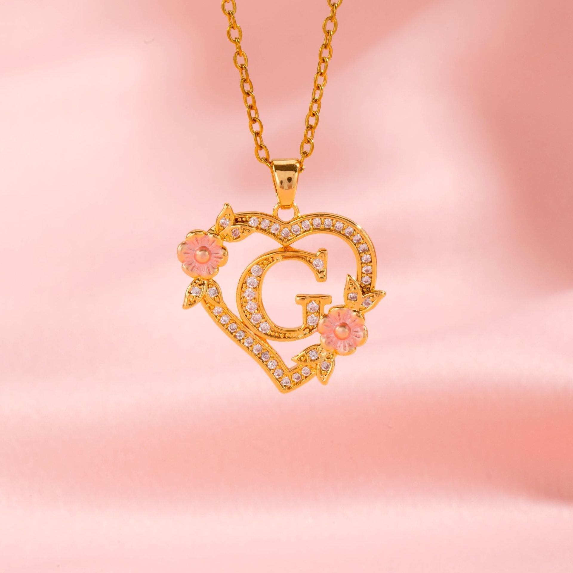 Blomster Charm Initial Halskæde | Guld