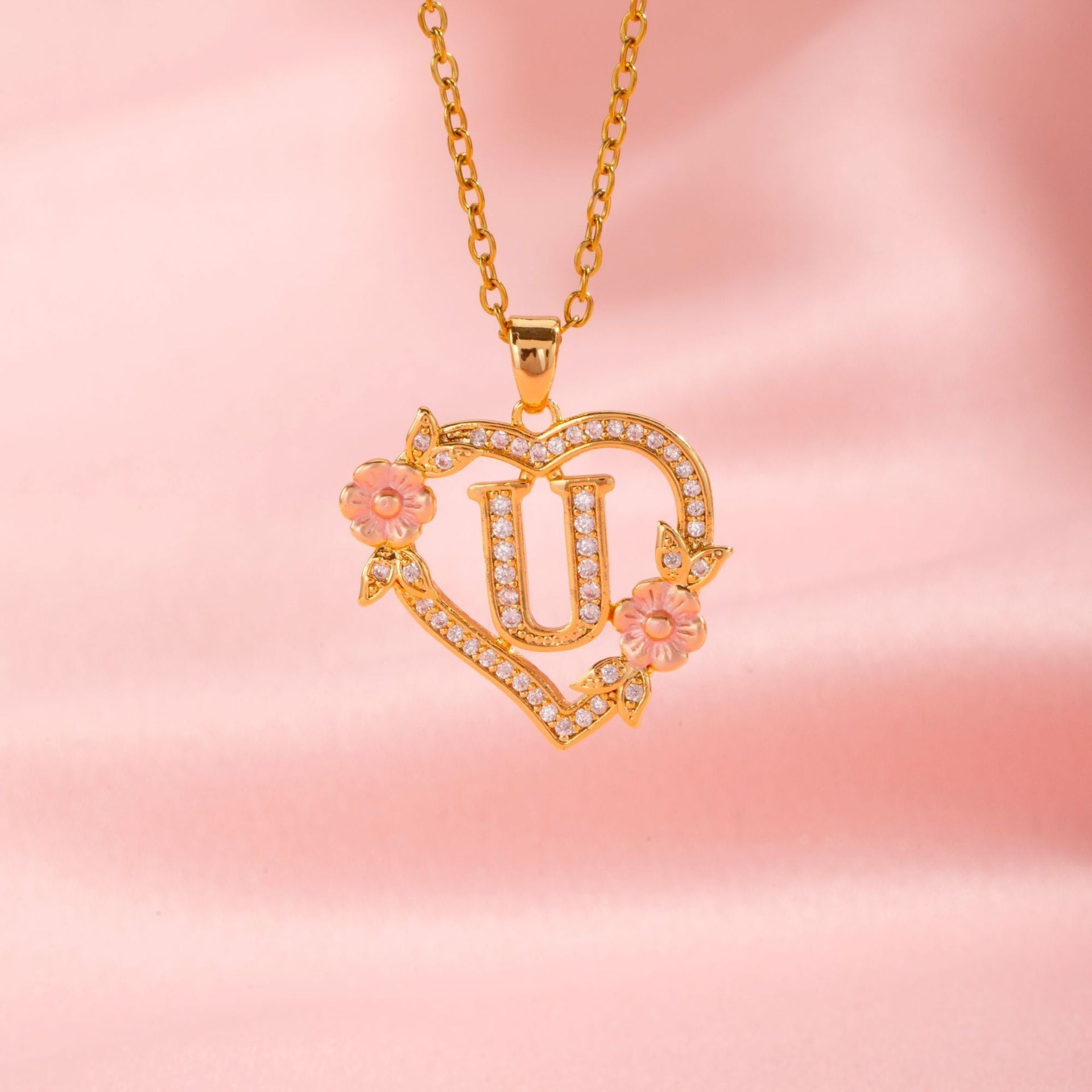 Blomster Charme Initial Halskæde | Guld