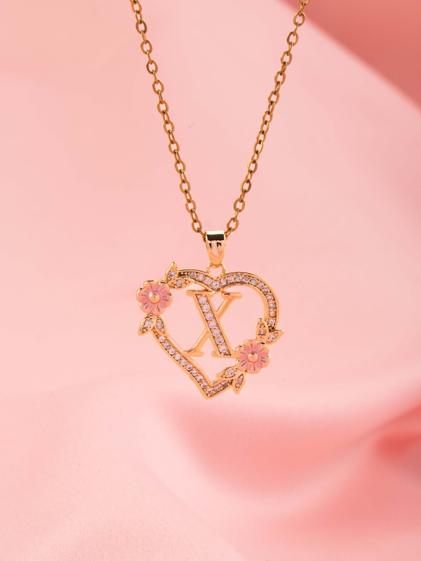 Blomster Charme Initial Halskæde | Guld