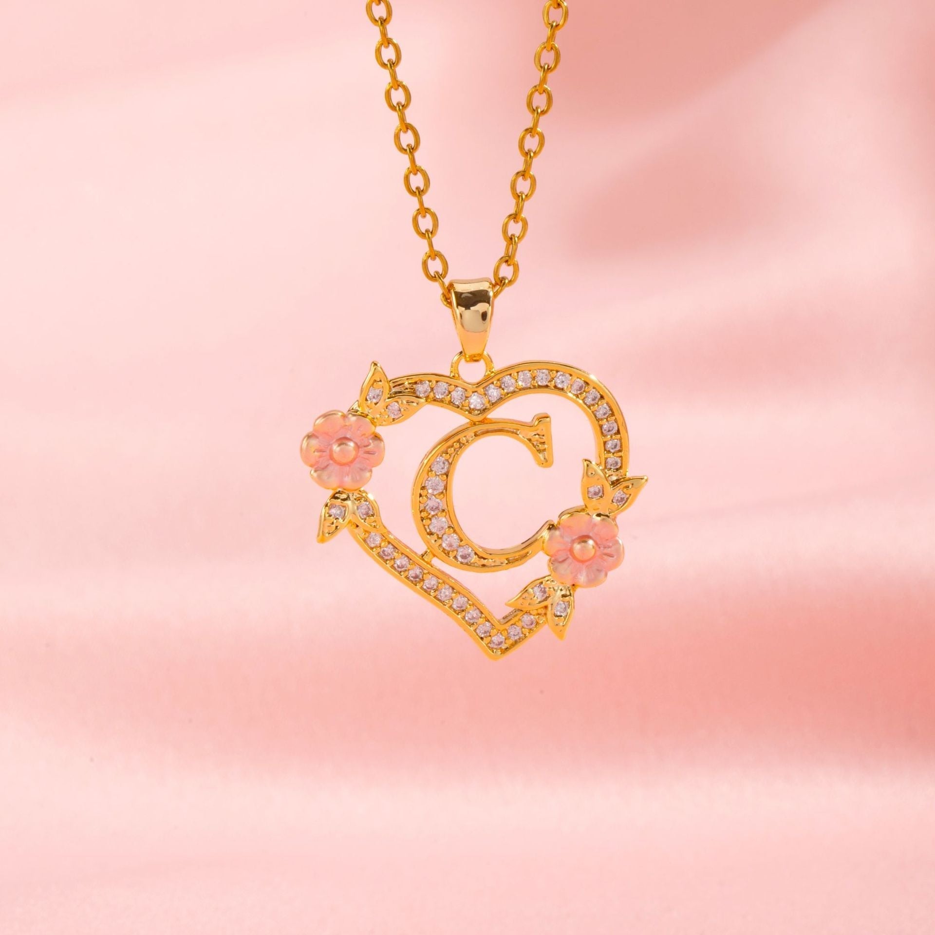 Blomster Charme Initial Halskæde | Guld