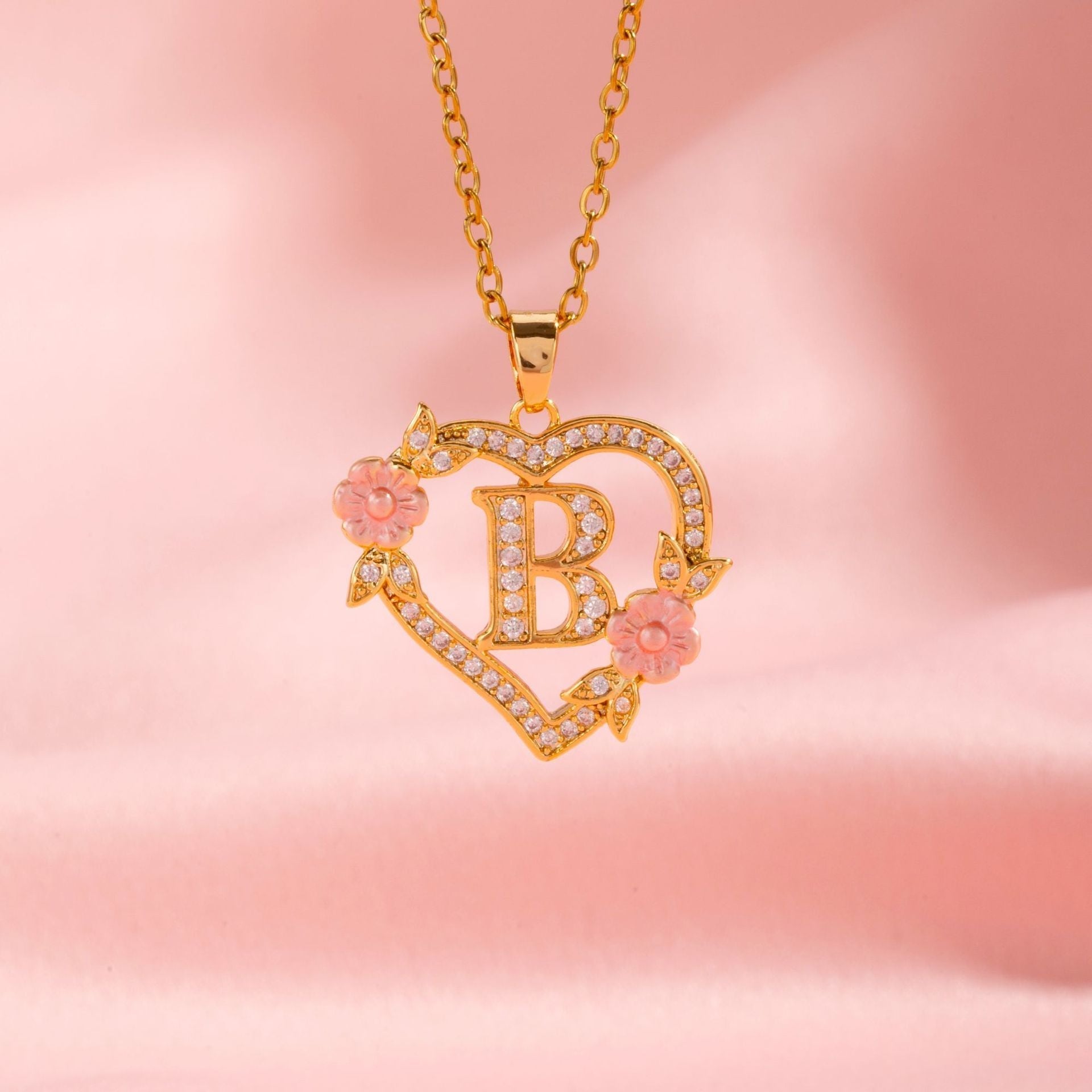 Blomster Charm Initial Halskæde | Guld