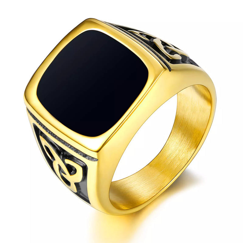 Sort Onyx Signetring | Guld
