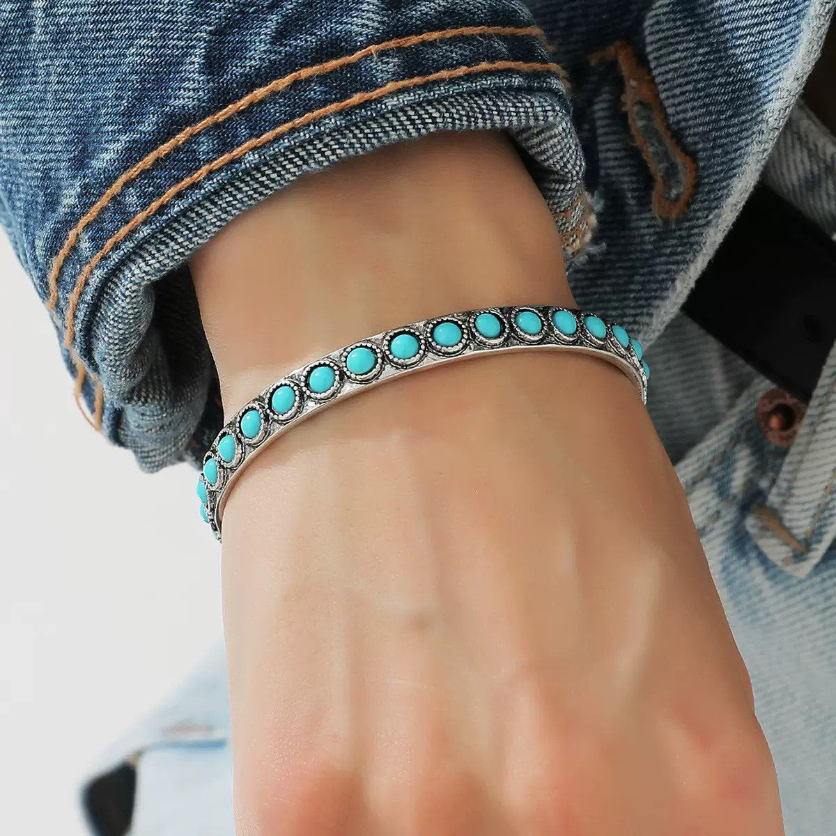 Talisse Turquoise Åben Armbånd | Hvidguld