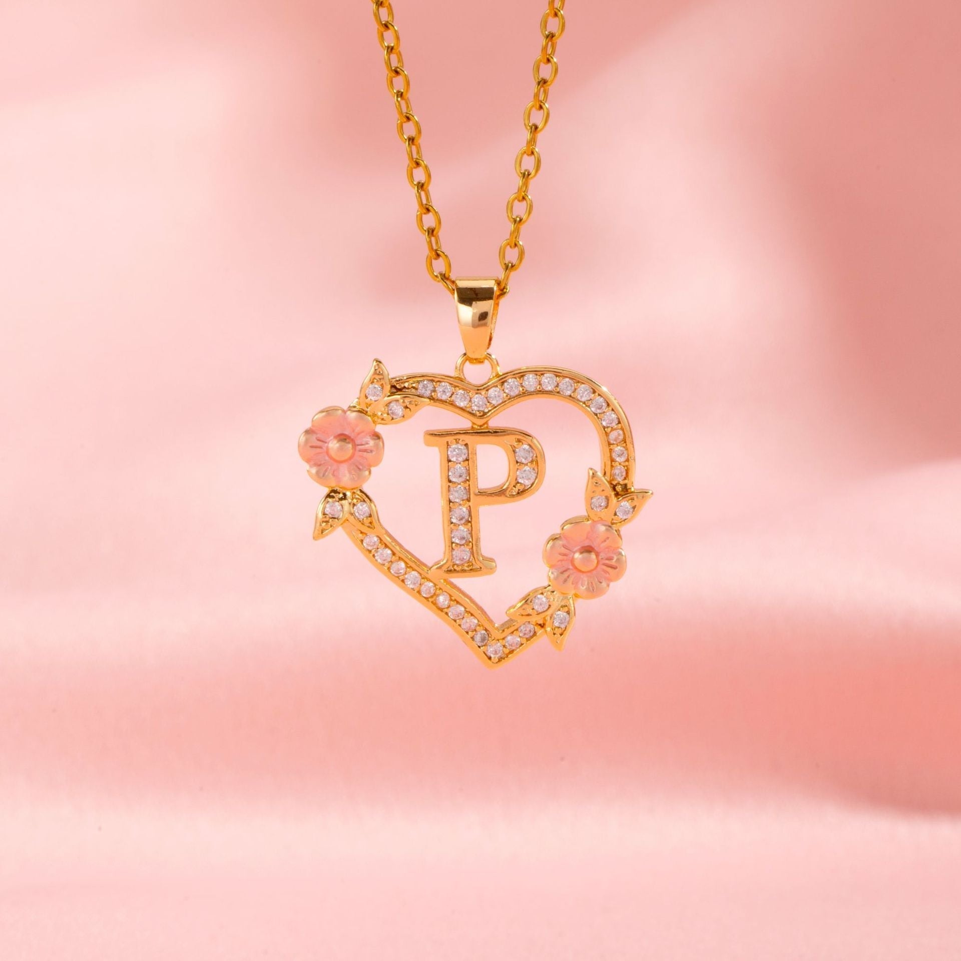 Blomster Charm Initial Halskæde | Guld