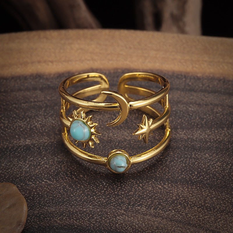 Soluna Turquoise Orbit Ring | Guld
