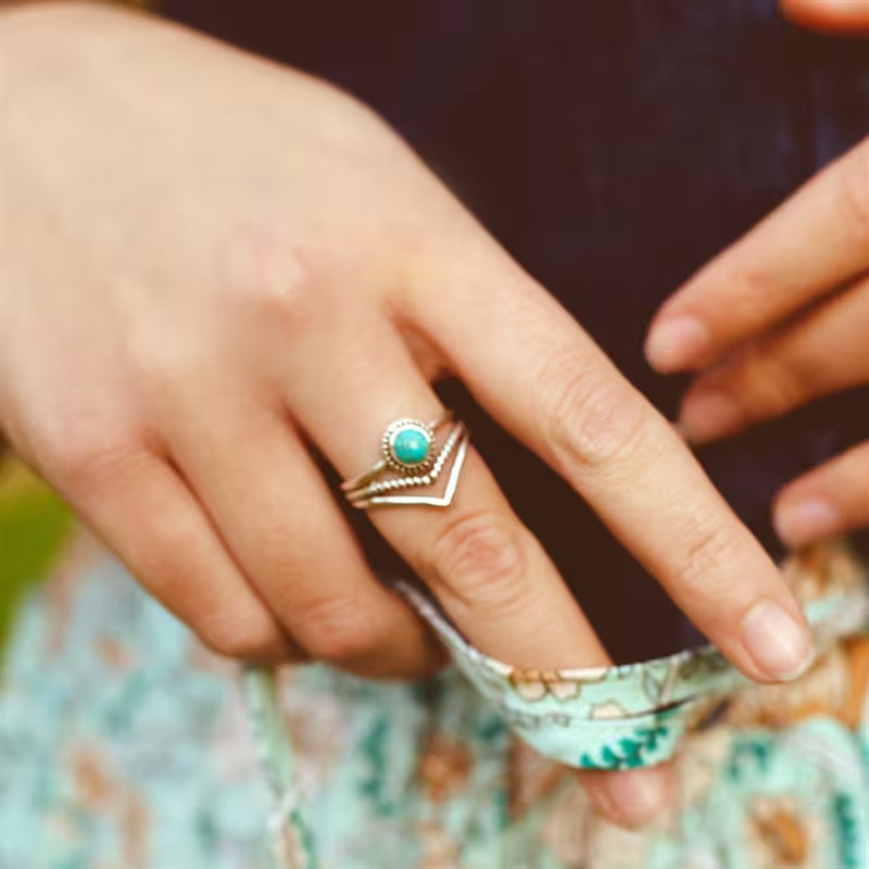 Velora Turkis Perle Ring | Guld