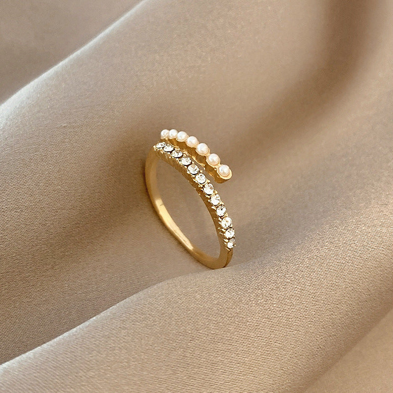Virelle Pearl Crystal Open Ring | Guld