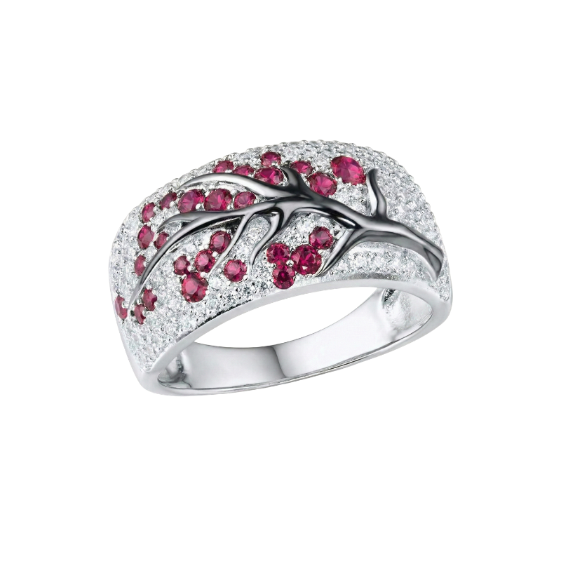 Ruby Blossom Tree Ring | Hvidguld