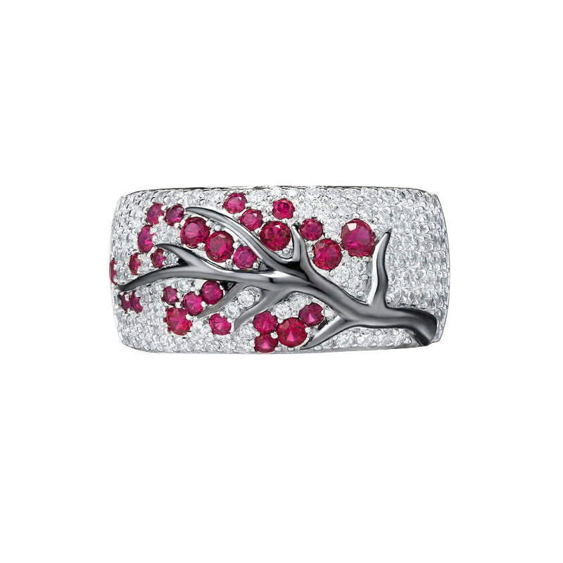 Ruby Blossom Tree Ring | Hvidguld