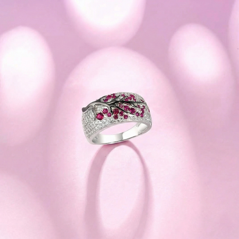 Ruby Blossom Tree Ring | Hvidguld