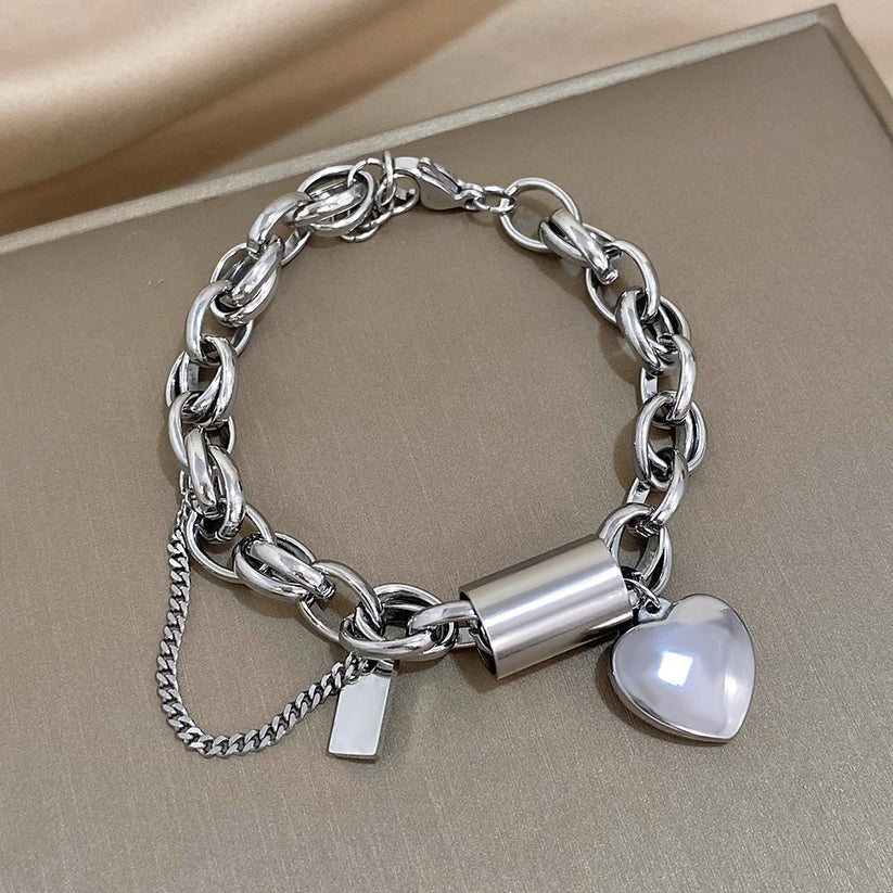 Opmuntrende Chunky Armbånd | Hvid Guld