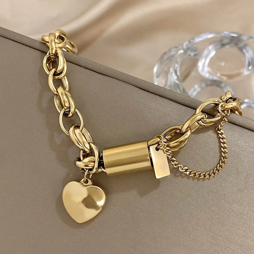 Opmuntrende Chunky Armbånd | Hvid Guld