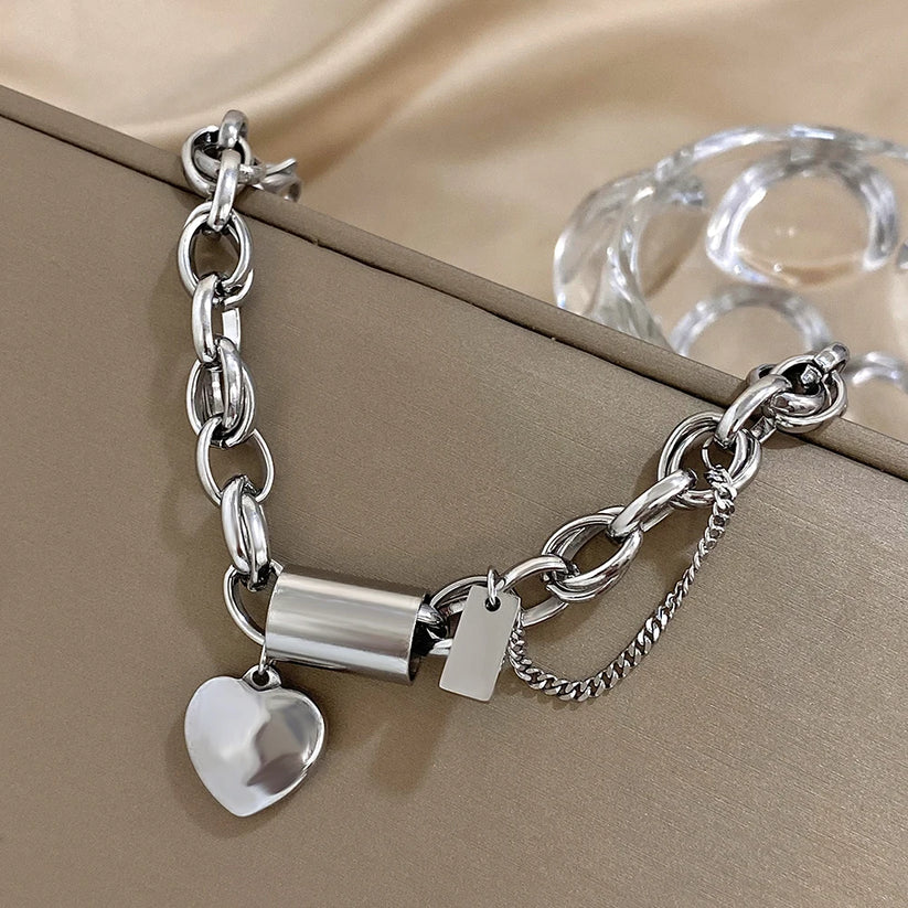 Opmuntrende Chunky Armbånd | Hvid Guld