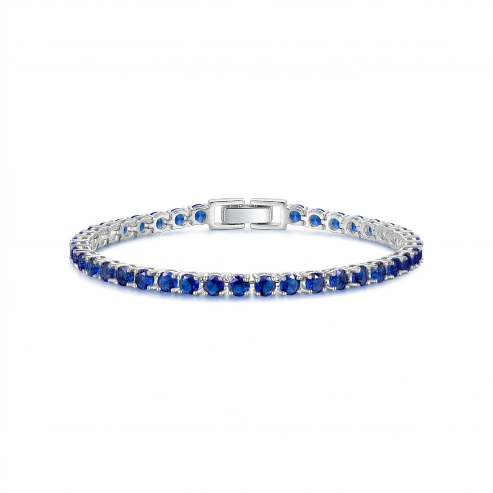 Sapphire Tennis Armbånd | Hvidguld