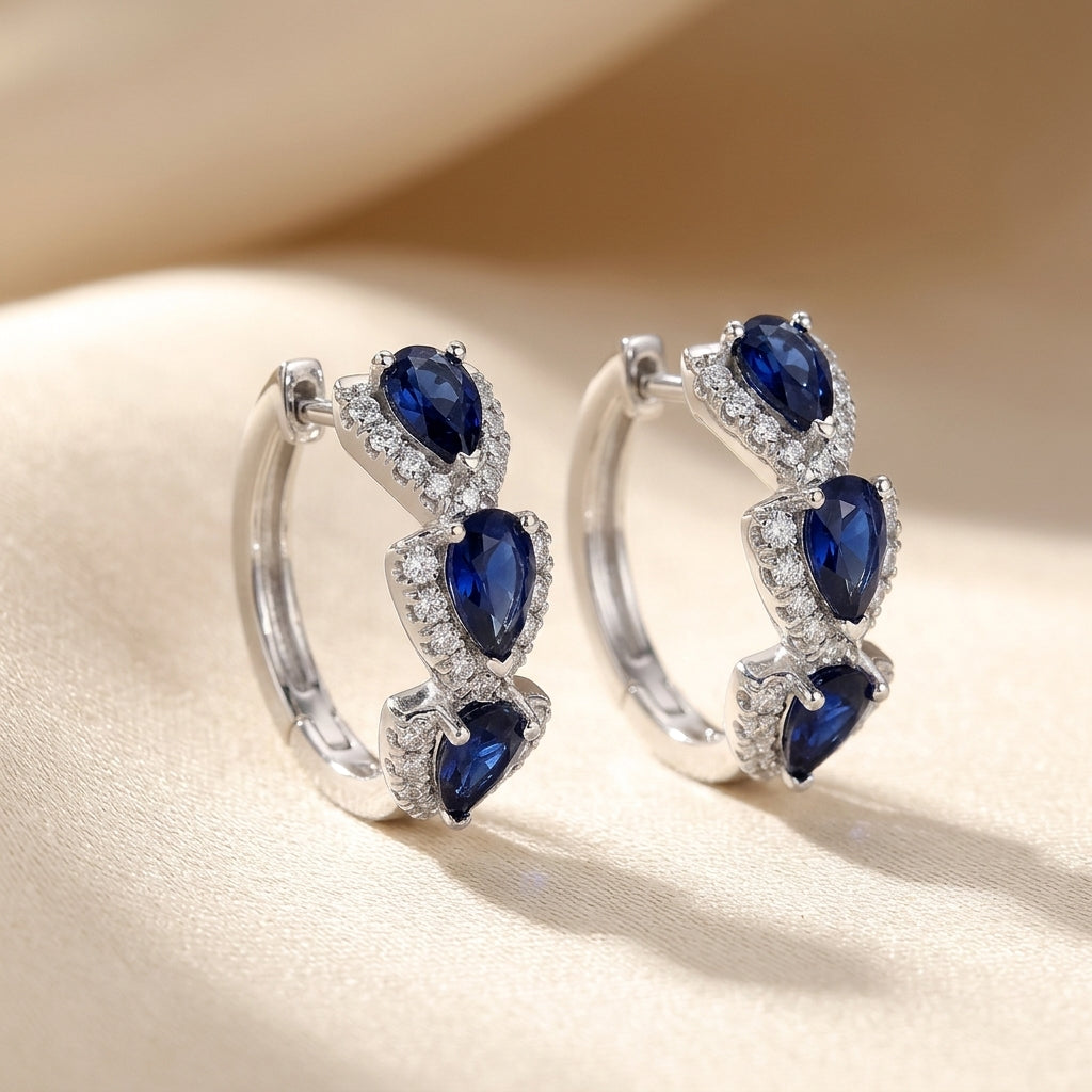 Royal Sapphire Crest Øreringe | Hvidguld