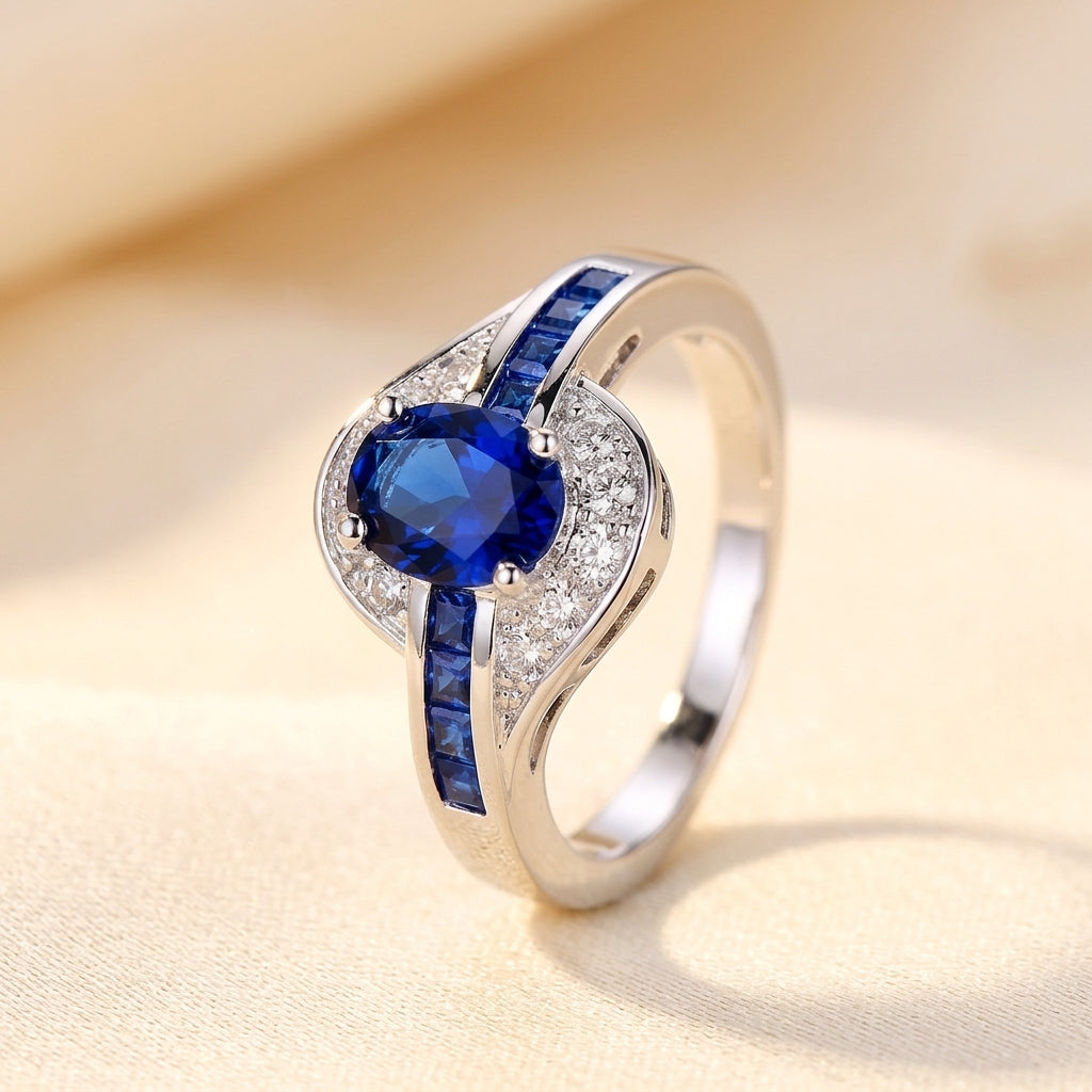 Sapphire Flow Ring | Hvidguld