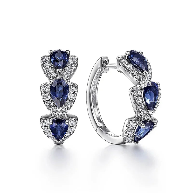 Royal Sapphire Crest Øreringe | Hvidguld