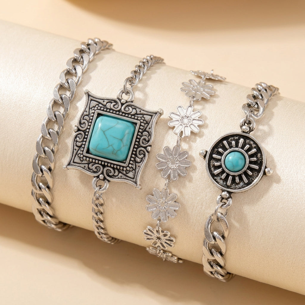 Sky Stone Lagdelt Armbåndsæt | Hvidguld