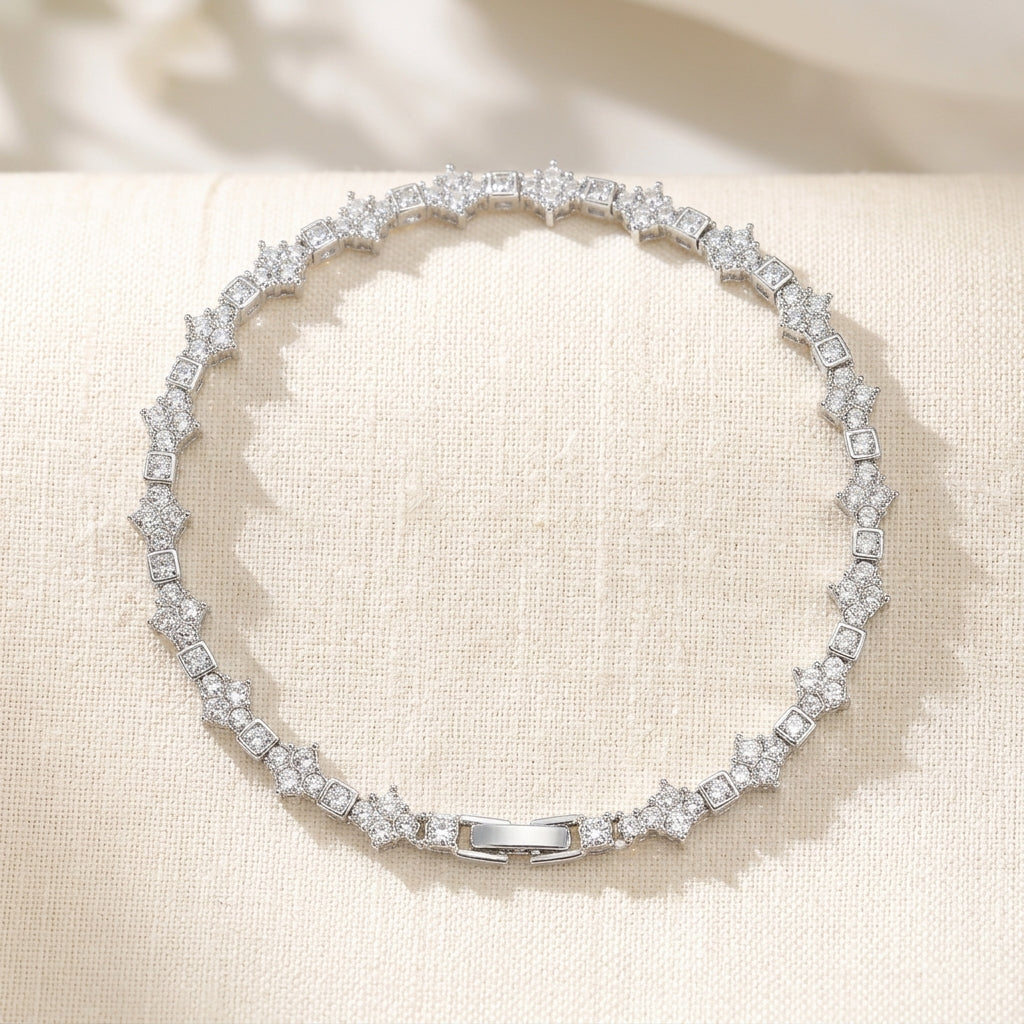Klassisk Cluster Tennisarmbånd | Hvidguld