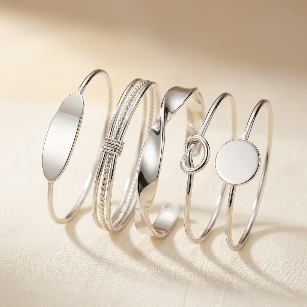 Knotted Elegance Armbåndsæt | Hvidguld