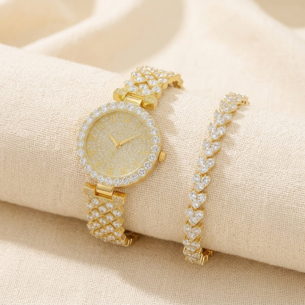 Luxe Radiance Guldur & Armbånd Sæt | Guld