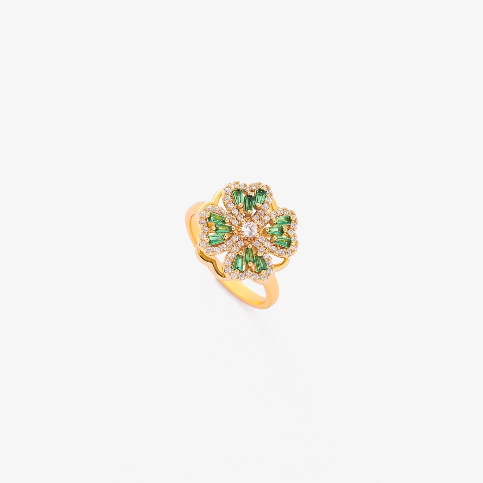 Emerald Clover Spinning Ring | Guld