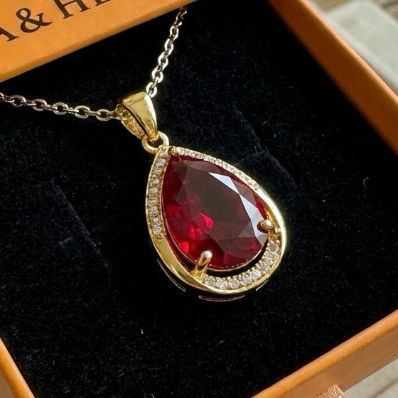 Ruby Tårnvedhæng Halskæde | Guld