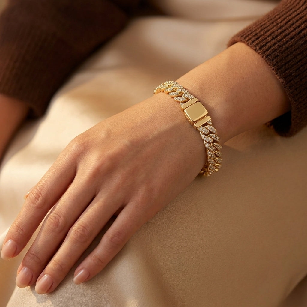 Pave Cuban Armbånd | Hvidguld
