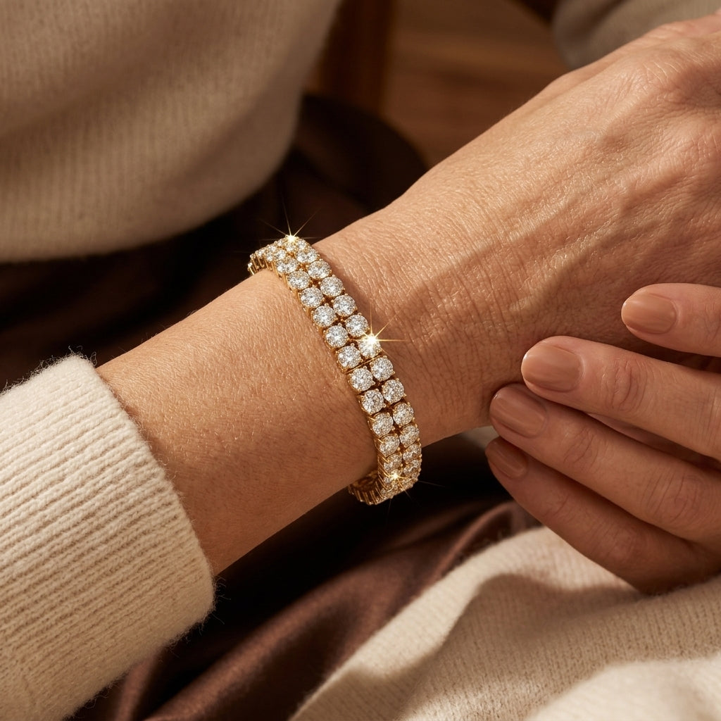 Dobbelt Række Tennisarmbånd | Guld