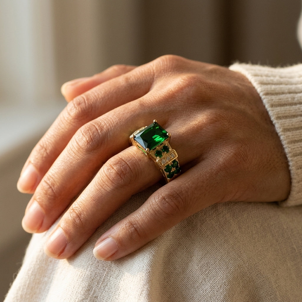 Udsøgt Smaragd Ring | Guld