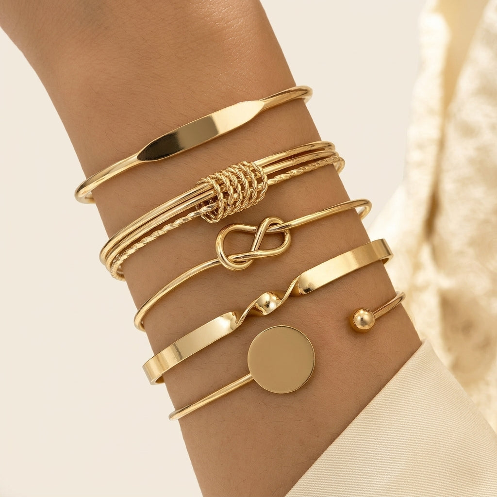 Knotted Elegance Armbåndsæt | Guld