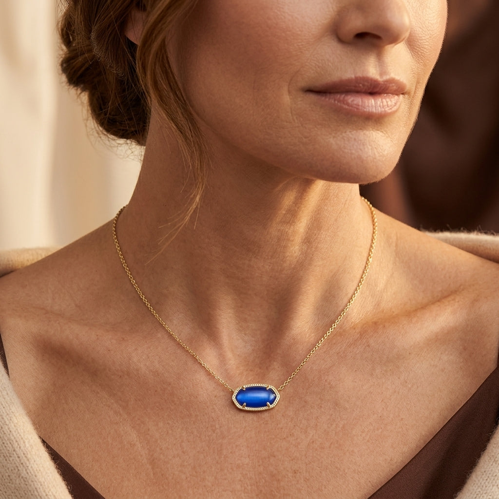 Klassisk Oval Safir Halskæde | Guld