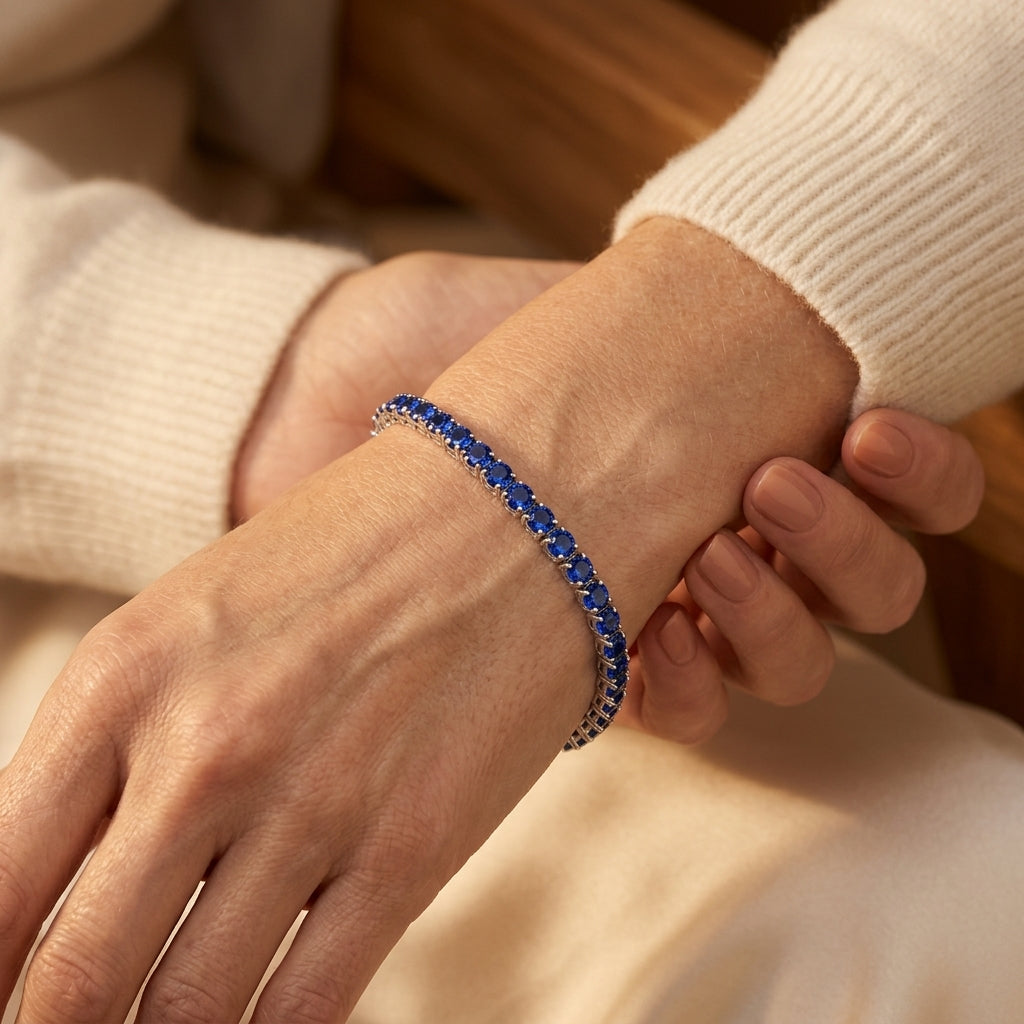 Sapphire Tennisarmbånd | Hvidguld