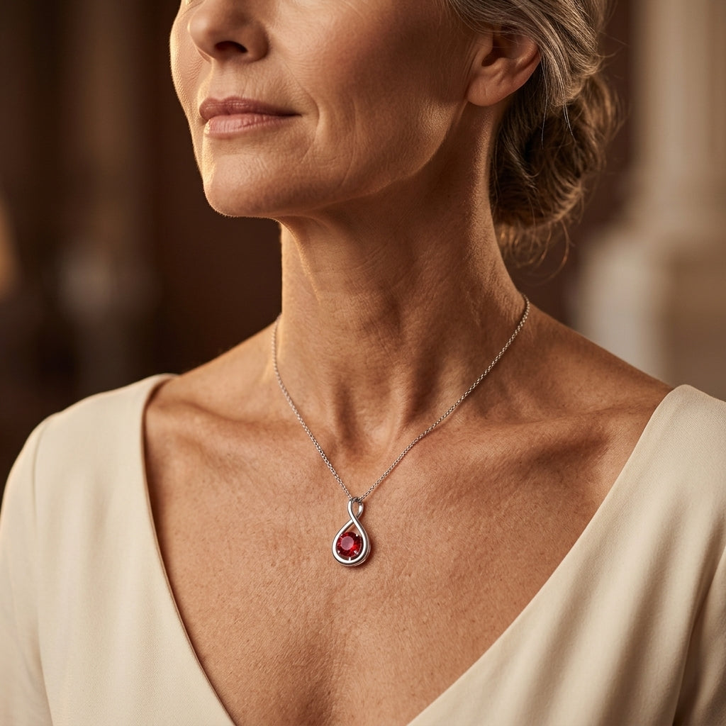 Ruby Infinity Pendant Necklace | Hvidguld