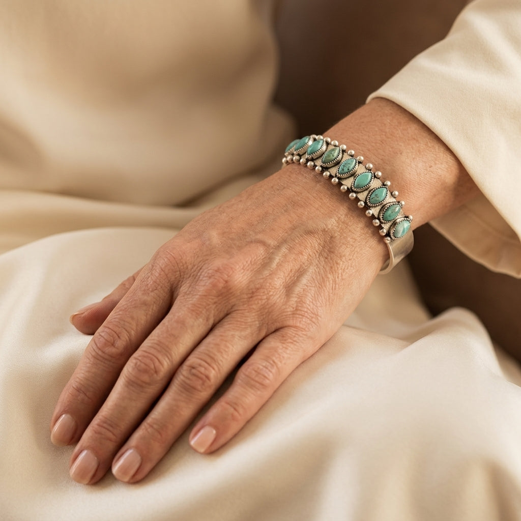 Azmira Turkis Cuff Armbånd | Hvidguld