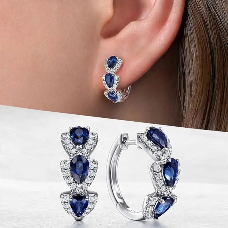 Royal Sapphire Crest Øreringe | Hvidguld
