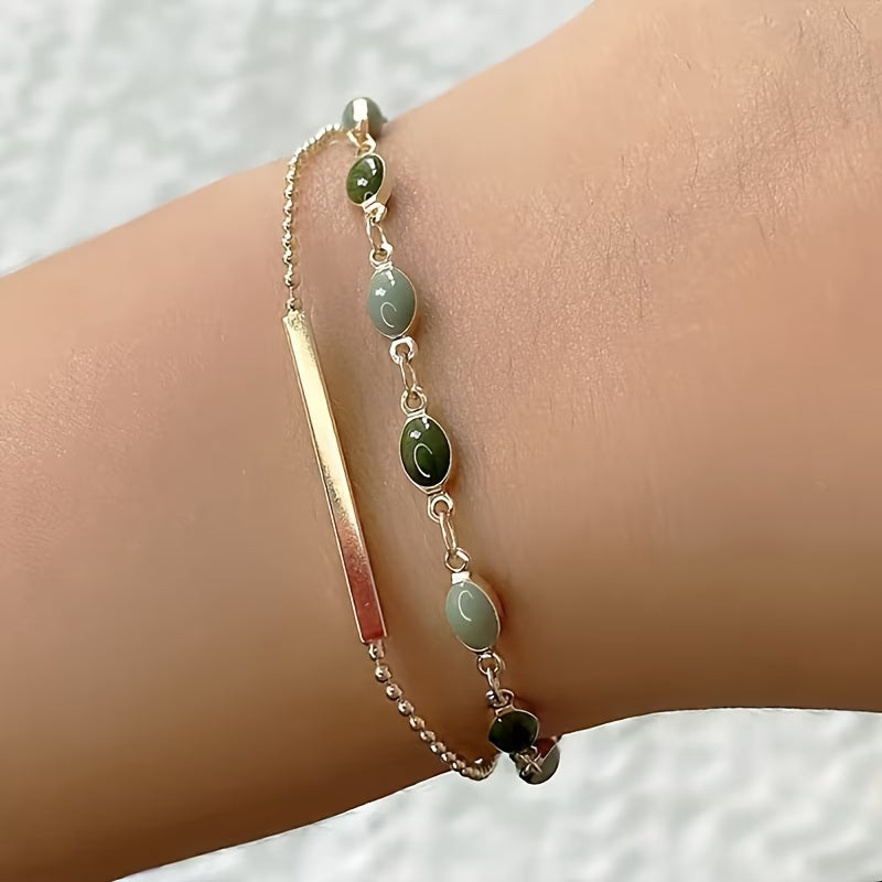 Olivia Moss Duo Armbånd | Guld