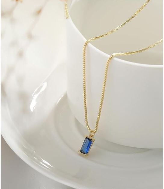 Minimalistisk Sapphir Pendant Halskæde | Hvidguld