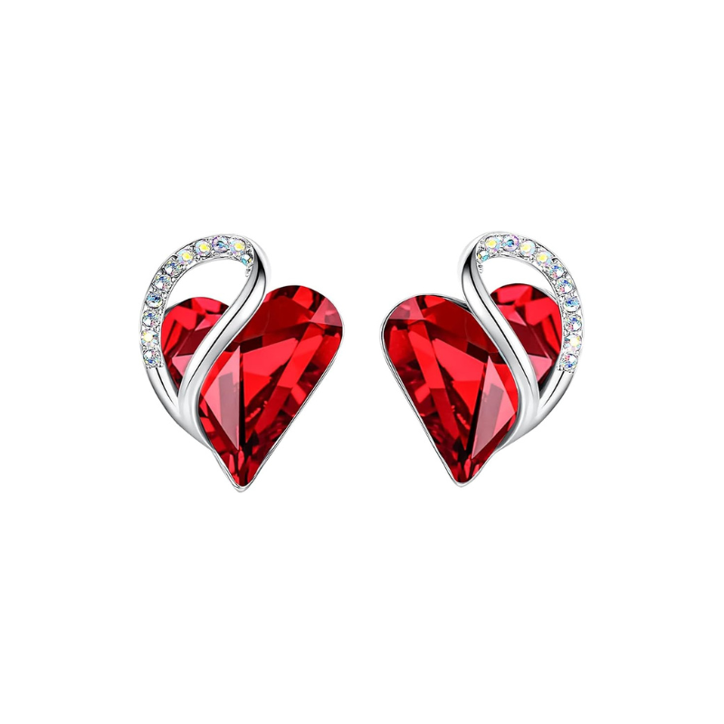 Infinity Heart Ruby Stud Earrings | Hvidguld