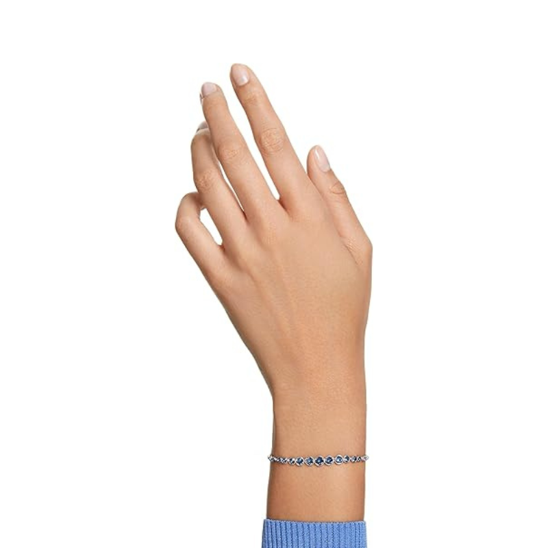 Rund Skåret Safir Tennisarmbånd | Hvidguld