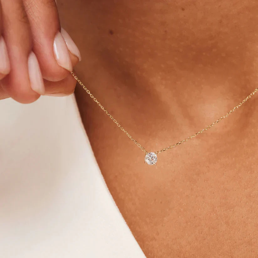 Cléa Moissanite Sten Halskæde | Guld