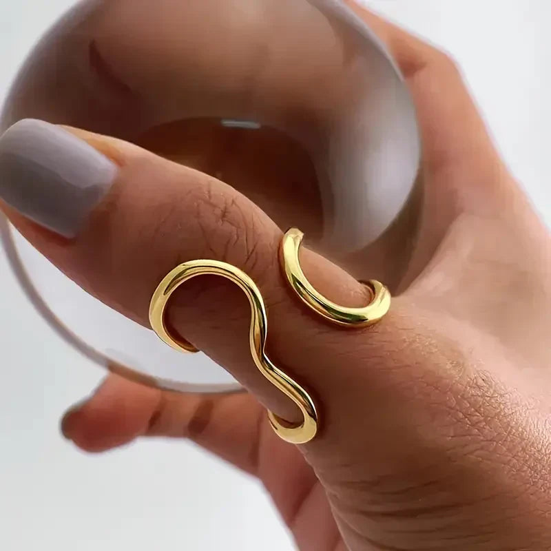Uregelmæssig Bølgeformet Ring | Guld